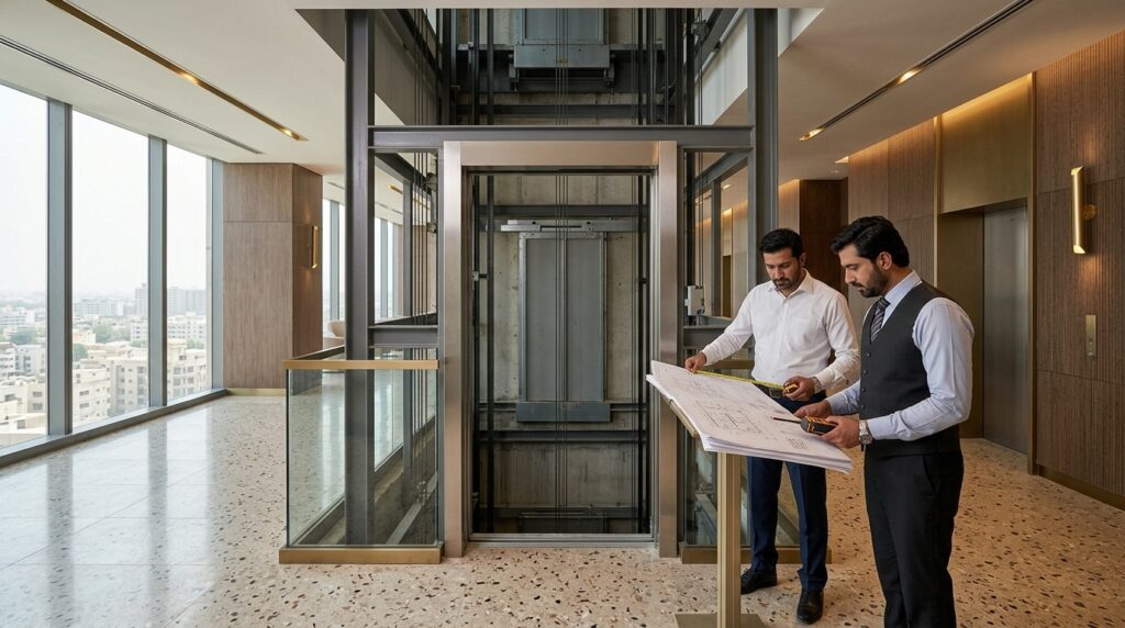 Elevator installation in Pakistan showing shaft, site and cost factors